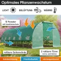 BRAST Gewächshaus Foliengewächshaus mit Stahlfundament | 2x3m - 3x8m | inkl. Erdanker Unkrautvlies & aufrollbare Seitenwände mit Moskitonetz | UV-stabilisierte Gitterschutzfolie 200g/m² | 300x600cm - Thumbnail 6