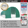 BRAST Gewächshaus Foliengewächshaus mit Stahlfundament | 2x3m - 3x8m | inkl. Erdanker Unkrautvlies & aufrollbare Seitenwände mit Moskitonetz | UV-stabilisierte Gitterschutzfolie 200g/m² | 300x600cm - Thumbnail 7