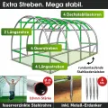BRAST Gewächshaus Foliengewächshaus mit Stahlfundament | 2x3m - 3x8m | inkl. Erdanker Unkrautvlies & aufrollbare Seitenwände mit Moskitonetz | UV-stabilisierte Gitterschutzfolie 200g/m² | 300x400cm - Thumbnail 4
