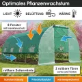 BRAST Gewächshaus Foliengewächshaus mit Stahlfundament | 2x3m - 3x8m | inkl. Erdanker Unkrautvlies & aufrollbare Seitenwände mit Moskitonetz | UV-stabilisierte Gitterschutzfolie 200g/m² | 300x400cm - Thumbnail 6