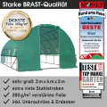 BRAST Gewächshaus Foliengewächshaus mit Stahlfundament | 2x3m - 3x8m | inkl. Erdanker Unkrautvlies & aufrollbare Seitenwände mit Moskitonetz | UV-stabilisierte Gitterschutzfolie 200g/m² | 300x400cm - Thumbnail 7