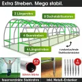 BRAST Gewächshaus Foliengewächshaus mit Stahlfundament | 2x3m - 3x8m | inkl. Erdanker Unkrautvlies & aufrollbare Seitenwände mit Moskitonetz | UV-stabilisierte Gitterschutzfolie 200g/m² | 300x800cm - Thumbnail 4