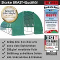 BRAST Gewächshaus Foliengewächshaus mit Stahlfundament | 2x3m - 3x8m | inkl. Erdanker Unkrautvlies & aufrollbare Seitenwände mit Moskitonetz | UV-stabilisierte Gitterschutzfolie 200g/m² | 300x800cm - Thumbnail 7