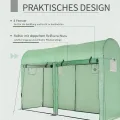Outsunny Gewächshaus mit Fernster, Tür, Foliengewächshaus aus Stahl, Treibhaus mit PE-Gitterfolie für Balkon, Garten, Tomatenhaus 300x100x200cm, Tomatengewächshaus für Gemüse, Blumen, Pflanzen, Grün - Thumbnail 5