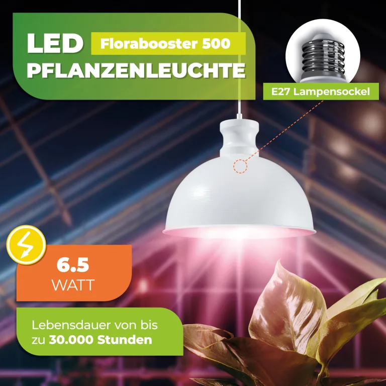 Bio Green Pflanzenleuchte FLORABOOSTER 500 - Weiß | LED Vollspektrum | Maximales Wachstum | Gewächshauslampe | Grow Light für Gemüse- & Zimmerpflanzen – Bild 2