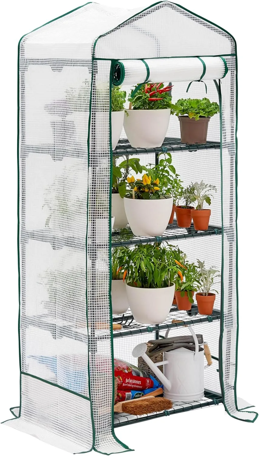 Bramble - Premium Garten Foliengewächshaus für Balkon & Terrasse mit 4 Etagen, Stahlrahmen & Verstärkter PVC-Abdeckung - Stabil & Einfach zu Montieren - 160x69x49cm - Bild 1