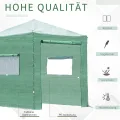 Outsunny Gewächshaus Treibhaus Tomatenhaus Frühbeet mit Tür und Fenster zum Aufrollen PE Stahl Dunkelgrün 238 x 178 x 240 cm - Thumbnail 4