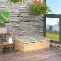 Outsunny Gewächshaus Holz Frühbeet Frühbeetkasten Treibhaus Garten & Pflanzkasten-System für Garten Balkon, 100 x 50 x 35 cm, Natur, Tanne, PC-Platte - Thumbnail 2