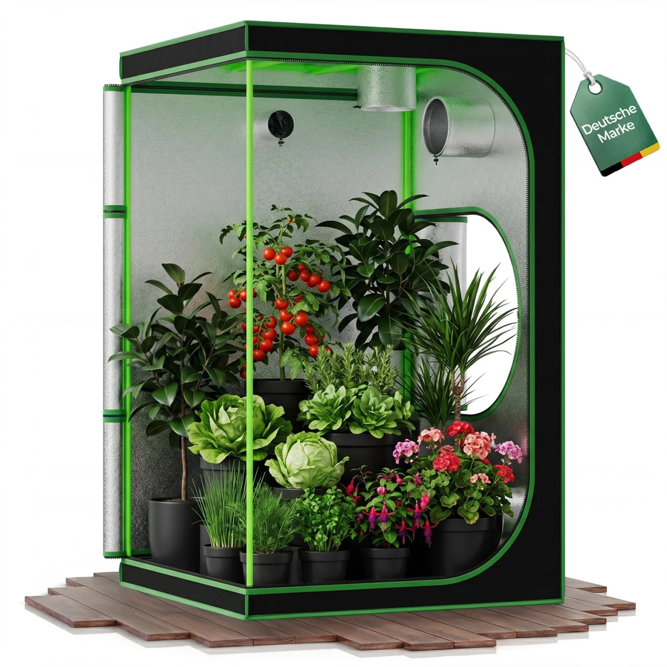 Kingpower Grow Zelt für Pflanzen Zuchtzelt Gewächshaus Box Zuchtschrank Garten Anzucht Gemüse Kräuter Grow Schrank Indoor Blumen klein Tomaten Hydro Green, Größe:120 x 120 x 200 cm (08) - Bild 1