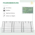 Outsunny Gewächshaus mit 3 Rollfenster, PE-Gitterfolie, Foliengewächshaus aus Stahl, Treibhaus für Balkon, Garten, Tomatenhaus 270x90x90cm, Tomatengewächshaus für Gemüse, Blumen, Pflanzen, Weiß - Thumbnail 5