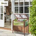 Outsunny Hochbeet aus Holz Frühbeet 90 x 50 x 93 cm Gewächstisch mit Abdeckung wetterfes Kräuterbeet Pflanzkasten für Garten, Balkon und Terrasse Braun - Thumbnail 2