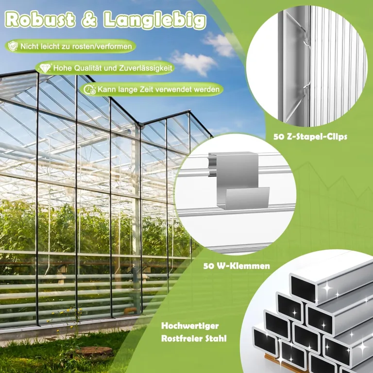 Froadp 14pcs Gewächshausplatten Zuschneidbar Stegplatten UV-Beständigen Polycarbonat Hohlkammerplatten 605x1210x4mm Polycarbonatplatten Transparente Doppelstegplatten für Garten Gewächshäuser – Bild 7