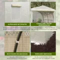 Outsunny Gewächshaus Gartentunnel Abm. 3,5L x 3l x 2H m Tür + 6 aufrollbare Fenster Verzinkter Stahl PE-Plane Hohe Dichte Weiß - Thumbnail 4