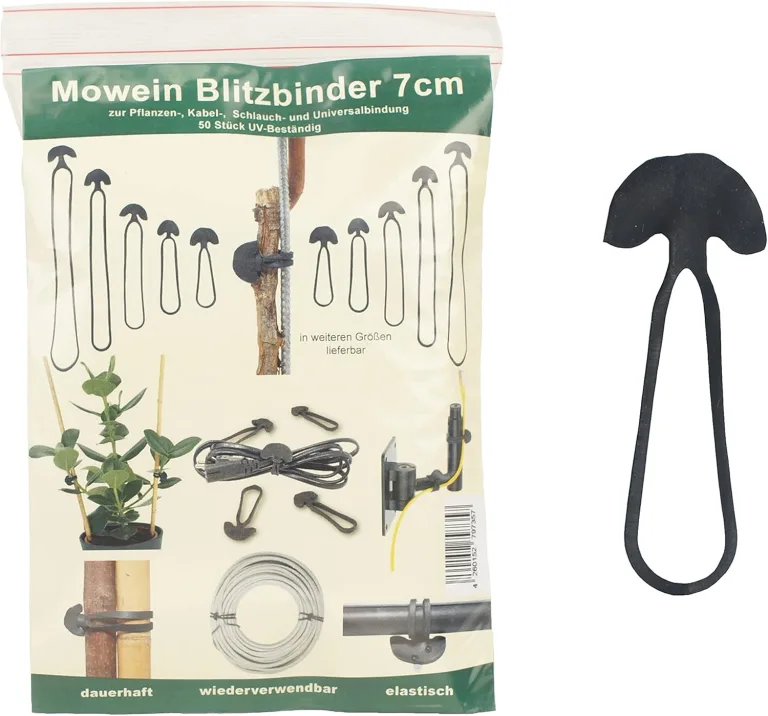 50 Blitzbinder 7cm - Pflanzenbinder für Gartenbau und Haushalt | Kabelbinder | Schlauchbinder | Universalbindung aus Gummi | 50 Stück | UV-beständig und elastisch | wiederverschließbar – Bild 1