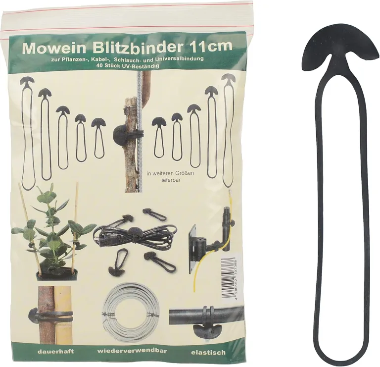 50 Blitzbinder 9cm - Pflanzenbinder für Gartenbau und Haushalt | Kabelbinder | Schlauchbinder | Universalbindung aus Gummi | 50 Stück | UV-beständig und elastisch | wiederverschließbar – Bild 8