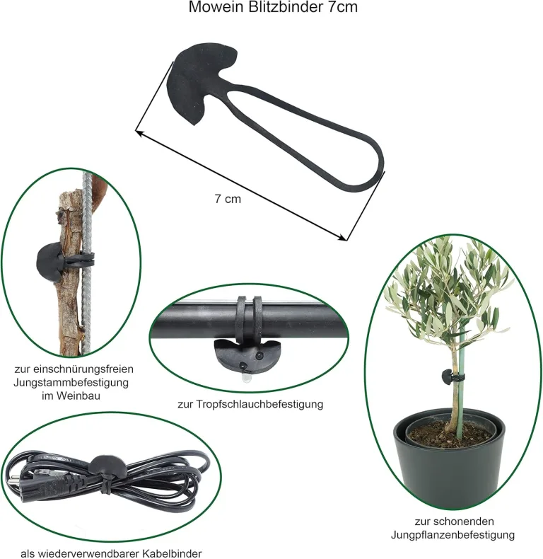 50 Blitzbinder 9cm - Pflanzenbinder für Gartenbau und Haushalt | Kabelbinder | Schlauchbinder | Universalbindung aus Gummi | 50 Stück | UV-beständig und elastisch | wiederverschließbar – Bild 3