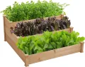 Yaheetech stapelbares Hochbeet 3 Etagen Blumentreppe Stufenbeet Garten Beete Pflanzenbeet Holz Frühbeet für Gemüse, Kräuter, Blumen, 3-stufig, Hellbraun - Thumbnail 1