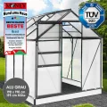 BRAST Gewächshaus Aluminium mit Fundament | 42 Modelle | 130x190x195cm - 490x250x235cm | TÜV geprüft | 6mm Hohlkammerplatten | rostfrei wetterfest temperaturbeständig | 190x190x195cm Grau - Thumbnail 2