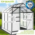 BRAST Gewächshaus Aluminium mit Fundament | 42 Modelle | 130x190x195cm - 490x250x235cm | TÜV geprüft | 6mm Hohlkammerplatten | rostfrei wetterfest temperaturbeständig | 190x190x195cm Grau - Thumbnail 3
