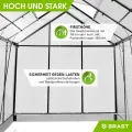 BRAST Gewächshaus Aluminium mit Fundament | 42 Modelle | 130x190x195cm - 490x250x235cm | TÜV geprüft | 6mm Hohlkammerplatten | rostfrei wetterfest temperaturbeständig | 190x190x195cm Grau - Thumbnail 6