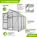 BRAST Gewächshaus Aluminium mit Fundament | 42 Modelle | 130x190x195cm - 490x250x235cm | TÜV geprüft | 6mm Hohlkammerplatten | rostfrei wetterfest temperaturbeständig | 190x190x195cm Grau - Thumbnail 7
