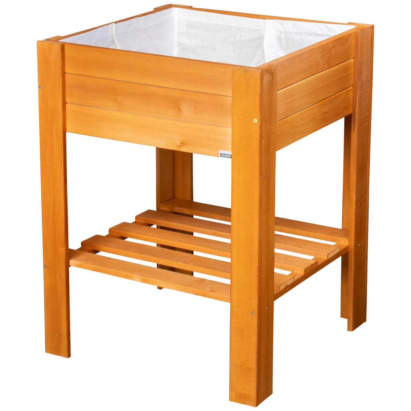 WAGNER GrowFAMILY - Hochbeet - GrowBOX Light - Nadelholz, Massivholz FSC®, Kastanie, 53,5 x 53,5 x 70 cm, Regalboden, inkl. Pflanztasche - 25038001 - Bild 1