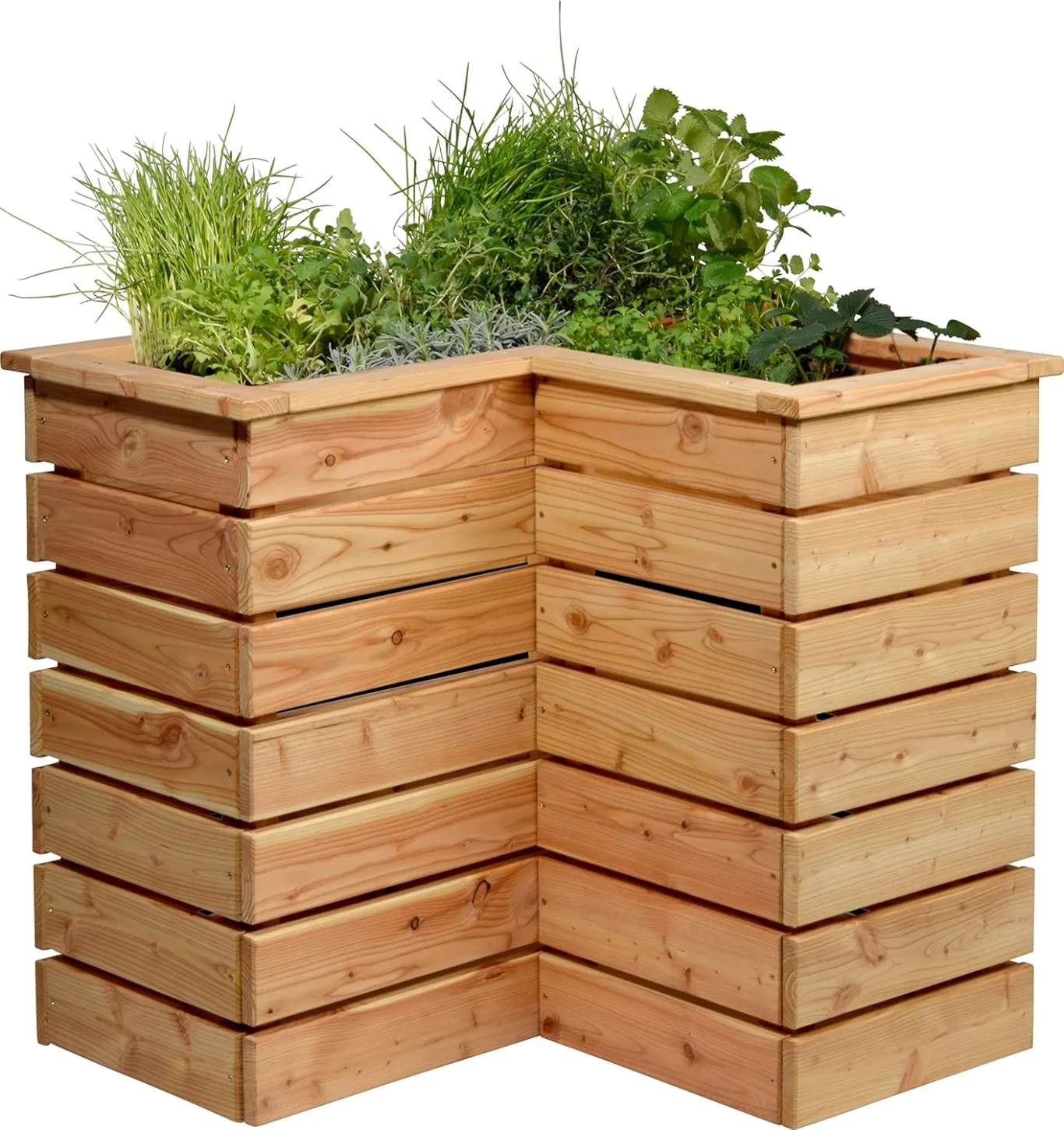 dobar® 58280FSCe Eck-Hochbeet Douglasie | Gartenbeet Massivholz | Platzsparendes Kräuterbeet | Blumenbeet aus Massivholz | Salatbeet für Garten/Terrasse/Balkon | 78 x 78 x 73 cm | Natur - Bild 1