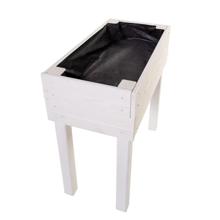 BooGardi Hochbeet Holz mit Vlies · 4 Farben · Weiß · Pflanzkasten rückenschonend · Blumenkasten · Kräuterbeet Gemüsebeet für Balkon Terrasse