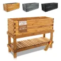 BooGardi Hochbeete Balkon mit Vlies · Hochbeet Holz in 10 Größen · 120 cm lang naturbraun · Hochbeete für Garten, Balkon & Terrasse · Pflanzkübel groß außen rechteckig XXL - Thumbnail 1