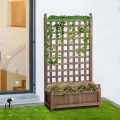 Outsunny Pflanzkasten Blumenständer Rankgitter Rankkasten Rosenbogen mit Leckage-Löcher Garten Holz Dunkelbraun 64 x 28 x 120 cm - Thumbnail 2