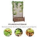 Outsunny Pflanzkasten Blumenständer Rankgitter Rankkasten Rosenbogen mit Leckage-Löcher Garten Holz Dunkelbraun 64 x 28 x 120 cm - Thumbnail 3