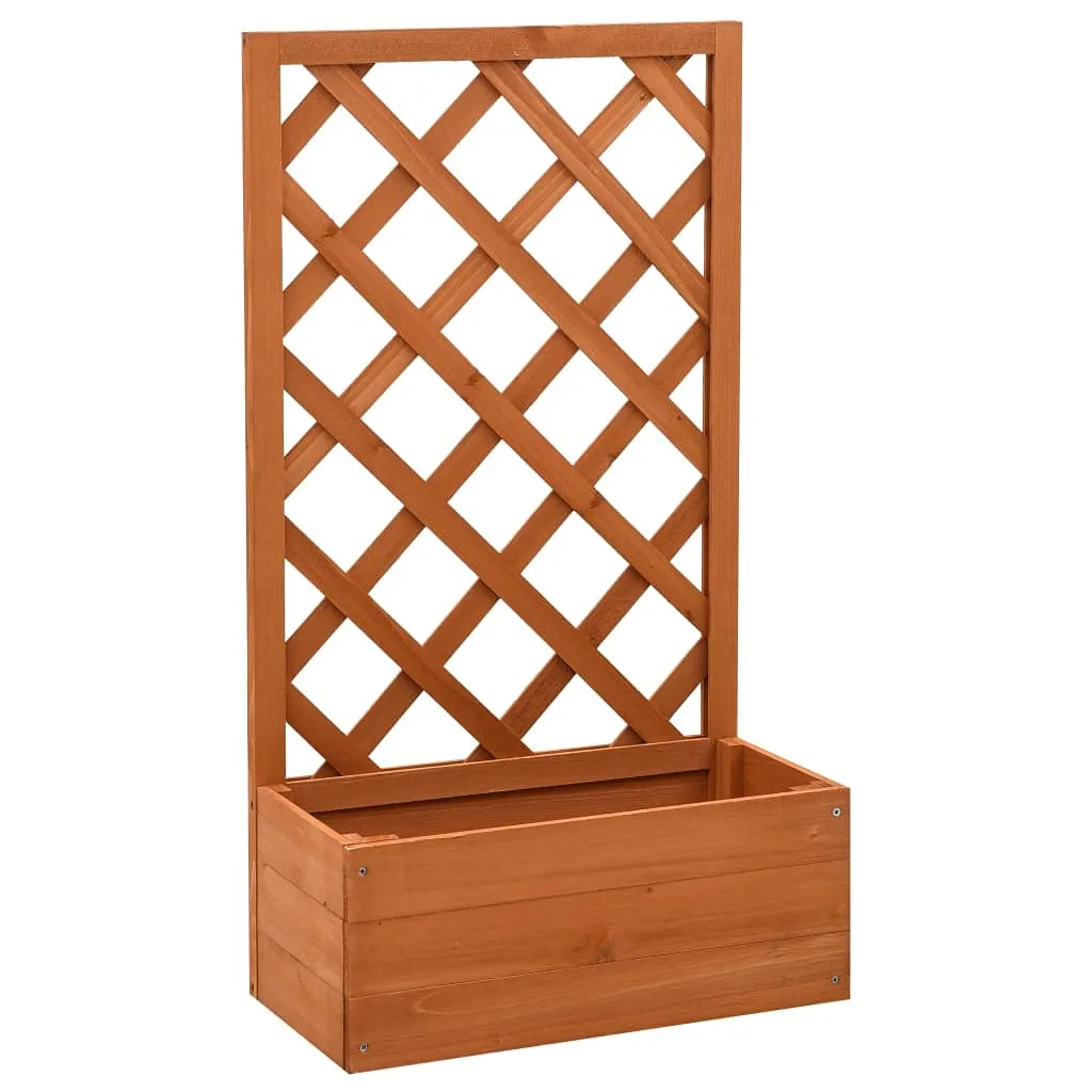 vidaXL Tannenholz Massiv Garten Spalier mit Blumenkasten Pflanzkasten Rankhilfe Rankkasten Rankgitter Blumenständer Blumenkübel Orange 50x25x90cm - Bild 1