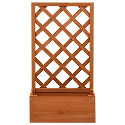 vidaXL Tannenholz Massiv Garten Spalier mit Blumenkasten Pflanzkasten Rankhilfe Rankkasten Rankgitter Blumenständer Blumenkübel Orange 50x25x90cm – Bild 8