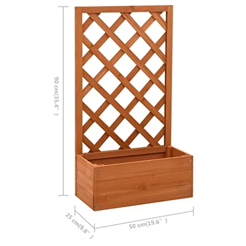 vidaXL Tannenholz Massiv Garten Spalier mit Blumenkasten Pflanzkasten Rankhilfe Rankkasten Rankgitter Blumenständer Blumenkübel Orange 50x25x90cm – Bild 10