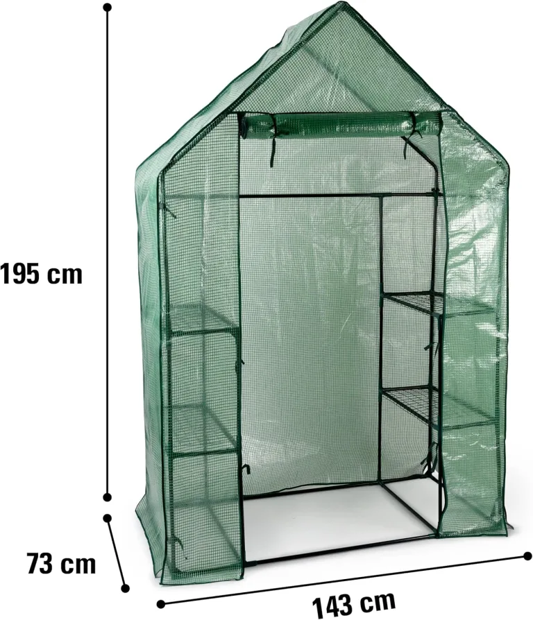 Kinzo Garden Gewächshaus - begehbar - mit Reißverschluss verschließbar - 1430 x 730 x 1950 - Grün – Bild 4