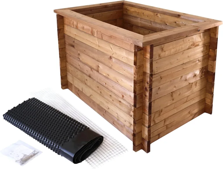 NATIV massives Hochbeet aus Holz mit Noppenfolie | Frühbeet mit Nagerschutzgitter | Pflanzkasten 145 x 80 x 75 cm (L x B x H)| Kräuterbeet als Stecksystem-Aufbau – Bild 1