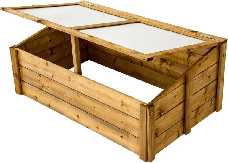 NATIV Frühbeet 100x60 cm | Frühbeetkasten mit Polycarbonatplatten | Frühbeet Aufsatz auch für Hochbeete geeignet | Mini Gewächshaus | teilweise vormontiertes Kräuterbeet (braun) – Bild 1