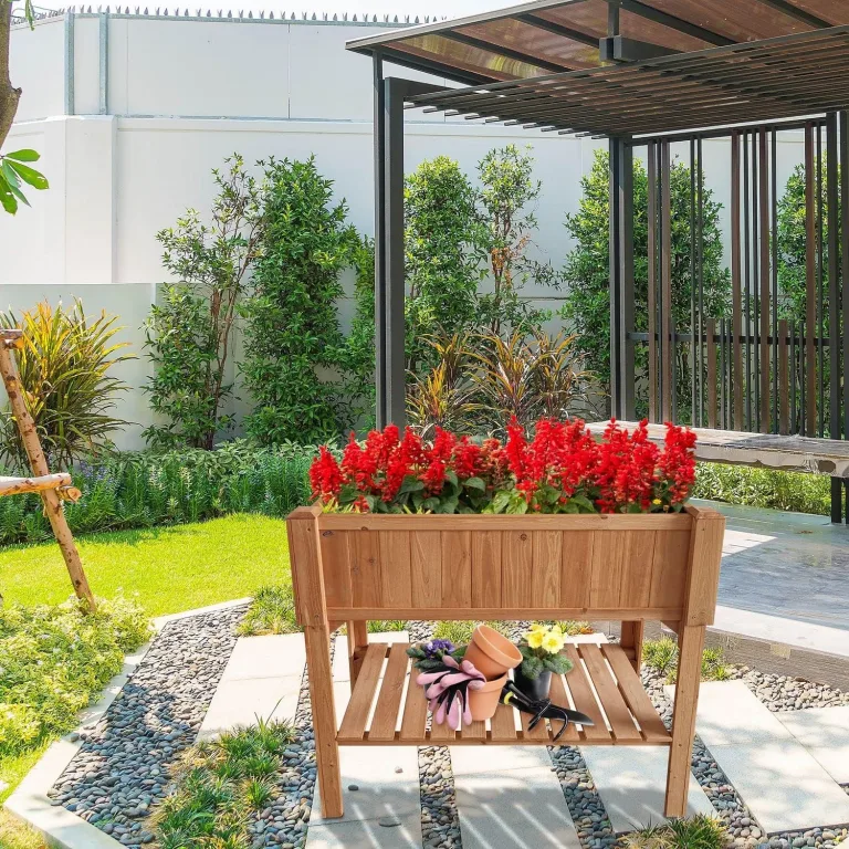 Hochbeet Holz 120 x 60 x 90 cm mit Ablageboden Pflanztrog Hochbeete-Kit Frühbeet Anzuchtbeet Kräuterbeet- Bausatz für Gemüse, Kräuter in Garten, Terrasse, Balkon und Sichtschutz – Bild 9
