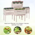 Outsunny 4 TLG. Hochbeet Pflanzkübel Pflanzkasten aus Holz 4 Kombinationsmodi im Garten und Balkon 50 x 30 x 60 cm Natur - Thumbnail 6