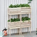 Outsunny 4 TLG. Hochbeet Pflanzkübel Pflanzkasten aus Holz 4 Kombinationsmodi im Garten und Balkon 50 x 30 x 60 cm Natur - Thumbnail 2