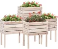 Outsunny 4 TLG. Hochbeet Pflanzkübel Pflanzkasten aus Holz 4 Kombinationsmodi im Garten und Balkon 50 x 30 x 60 cm Natur - Thumbnail 1