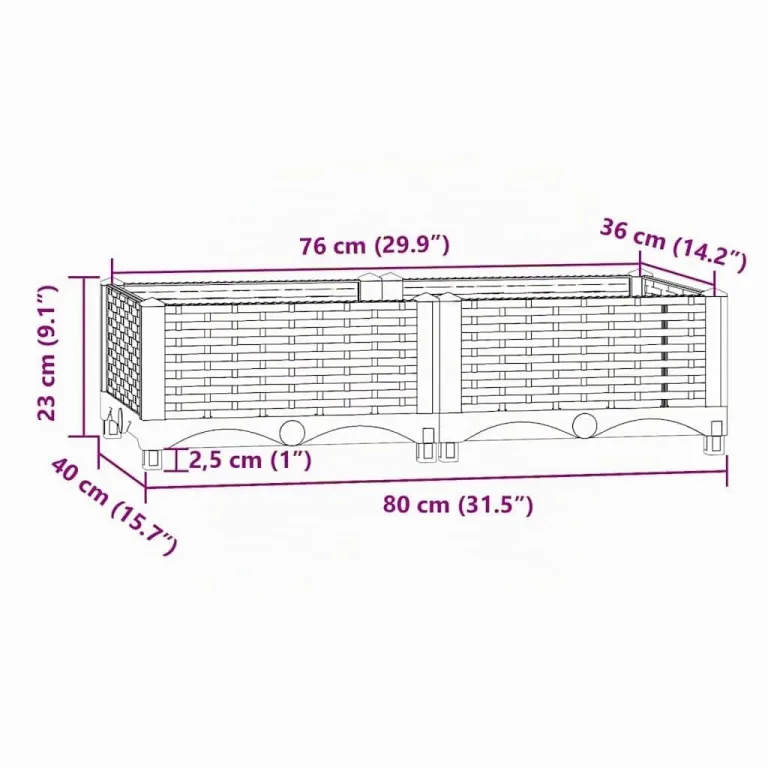 vidaXL Hochbeet Blumenkasten Gemüsebeet Pflanzbeet Blumenbeet Pflanzkasten Blumenkübel Pflanzkübel Kräuterbeet 80x40x23cm Polypropylen – Bild 3