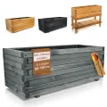 BooGardi Hochbeete-KIT für Pflanzkübel Holz mit Vlies · Unterbau für Hochbeet in 5 Größen · 100 cm lang naturbraun · Untergestell Hochbeete für Garten, Balkon & Terrasse · groß außen rechteckig XXL - Thumbnail 8