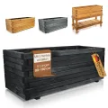BooGardi Hochbeete-KIT für Pflanzkübel Holz mit Vlies · Unterbau für Hochbeet in 5 Größen · 100 cm lang naturbraun · Untergestell Hochbeete für Garten, Balkon & Terrasse · groß außen rechteckig XXL - Thumbnail 10