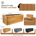 BooGardi Hochbeete-KIT für Pflanzkübel Holz mit Vlies · Unterbau für Hochbeet in 5 Größen · 120 cm lang naturbraun · Untergestell Hochbeete für Garten, Balkon & Terrasse · groß außen rechteckig XXL - Thumbnail 2
