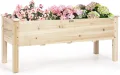 GIANTEX Hochbeet Holz Tannenholz, Kräuterbeet Blumenbeet 120 x 43,5 x 51 cm, Kräuter Frühbeet rechteckig groß, Pflanzkasten mit Ablauflöchern, Hochbeet Kinder, für Balkon/Garten/Terrasse - Thumbnail 1