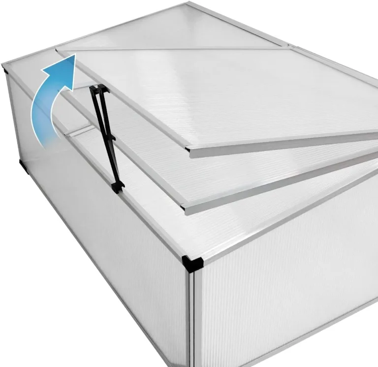 ECD Germany Alu Frühbeet Gewächshaus mit Zweiteiliges Dach, 100x60x40 cm, 0,6m² Fläche, aus transparentem Polycarbonat, witterungsbeständig, Treibhaus Frühbeetkasten Tomatenhaus Pflanzenhaus – Bild 4