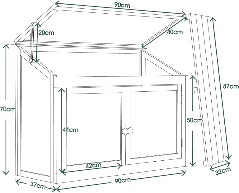 M MCombo 2 Etage höhenverstellbares Anlehngewächshaus Treibhaus Pflanzenhaus Aufzuchtschrank 0160, aus Holz und Polycarbonat – Bild 7