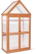 MCombo 3 Etage Gewächshaus Aufzuchtschrank Treibhaus Pflanzenhaus Tomatenhaus höhenverstellbar aufklappbar 0800, aus Holz und Polycarbonat - Thumbnail 1