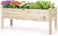 COSTWAY Hochbeet aus Holz, Pflanzbeet für Kinder, 120x43,5x51cm, Pflanztrog belastbar bis 100 kg, Blumenkübel mit Ablauflöchern, Kräuterbeet rechteckig, Anzuchtbeet Garten Terrasse Balkon - Thumbnail 1